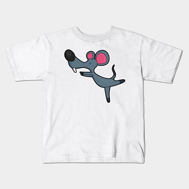 Mouse at Yoga Stretching exercise Kids T-Shirt by Markus Schnabel